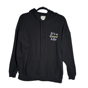 Aeropostale It’s A Good Life Pullover Hoodie Black Oversized Size Small Comfy